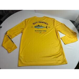Guy Harvey Blackfin Tuna Long Sleeve Performance Shirt Yellow L Fishing UV SPF
